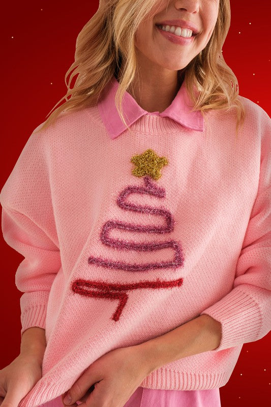 Tinsel Christmas Tree Sweater