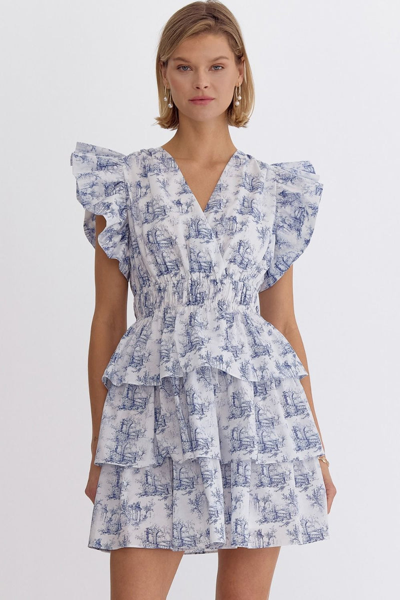 Toile Tiered Dress