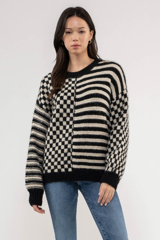 Checkered Crew Neck Sweater