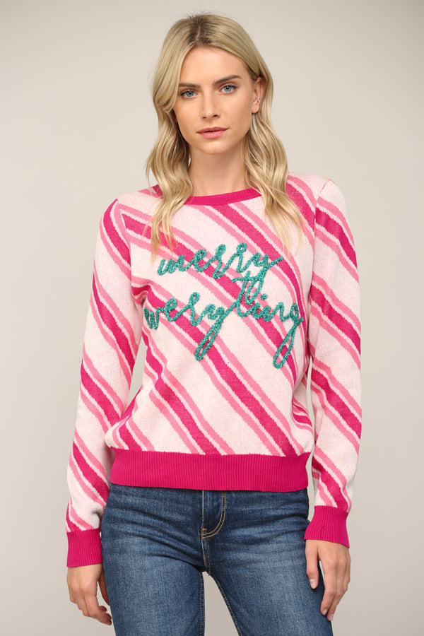 Glitter Script Stripe Sweater