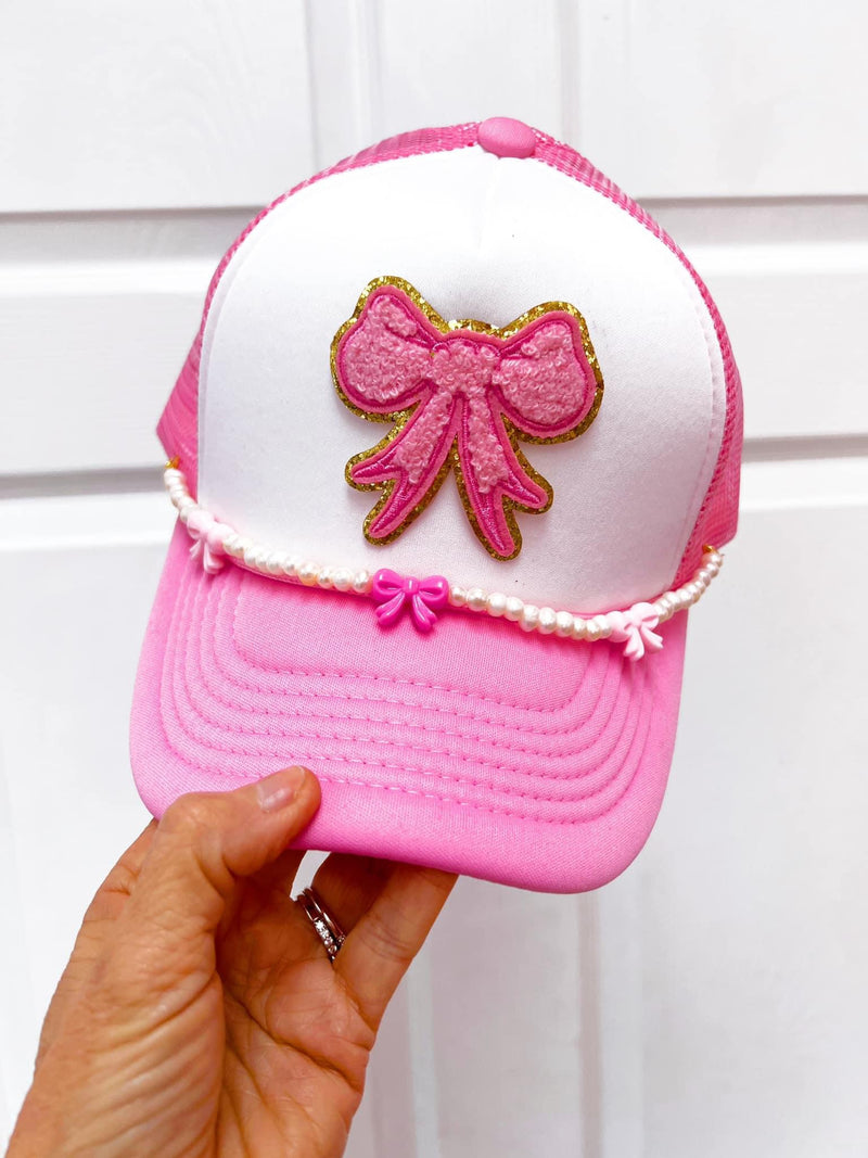 Pink Bow Patch Trucker Hat