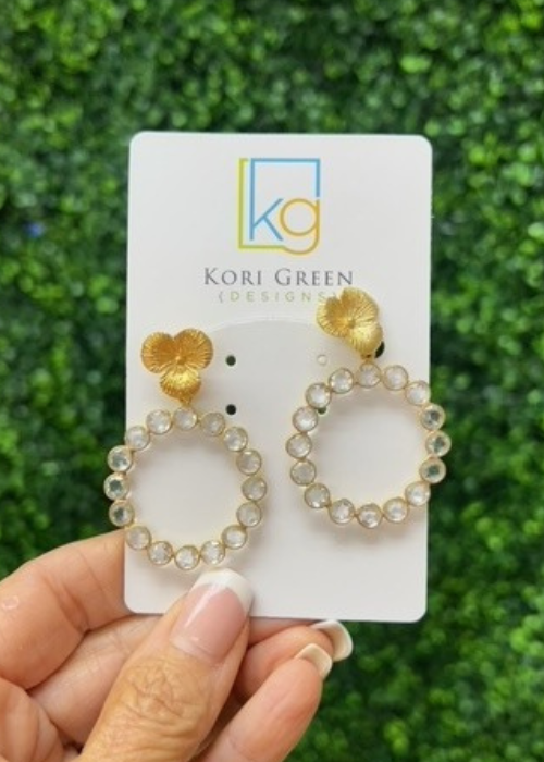 KG Flower w/Clear Hoop Earring