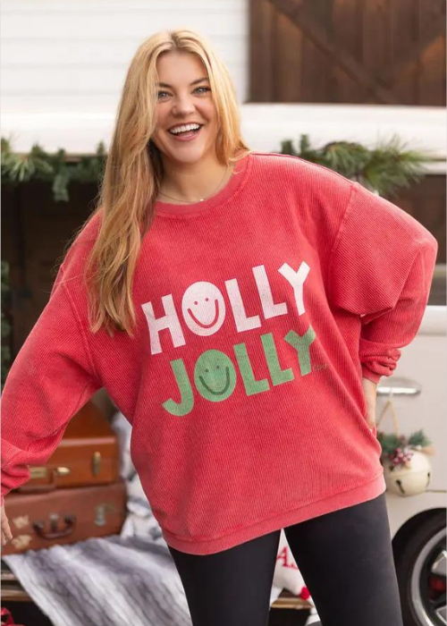 Holly Jolly Callie Corded Sweatshirt