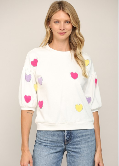 Multi Colored Heart Sweater