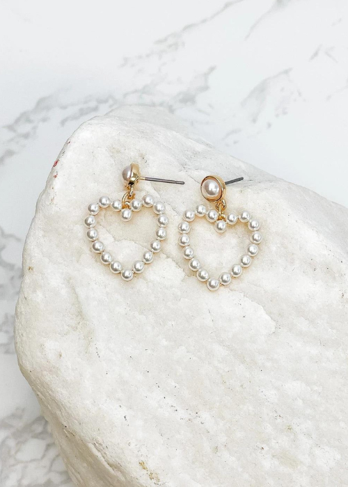 Gold/Pearl Heart Shaped Earrings