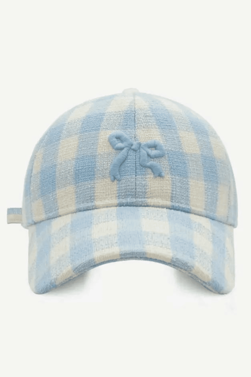Bow Embroidered Plaid Hat