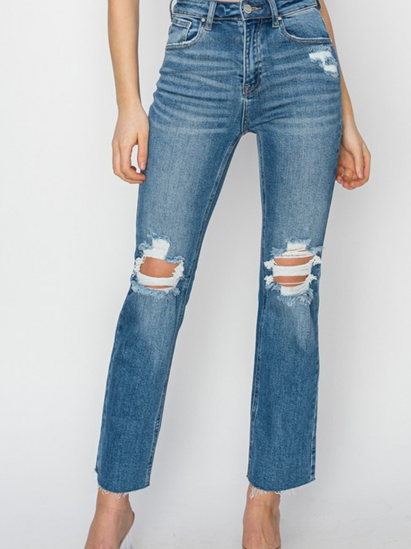 Risen High Rise Distressed Ankle Jean