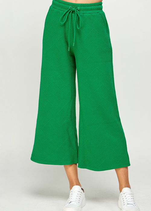 Textured Cropped Wide Pants